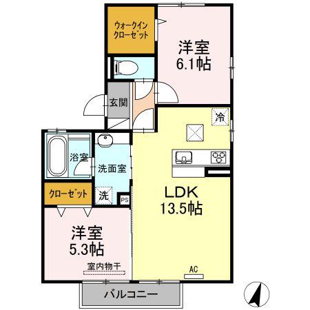 グレンディールIIIIV III(2LDK/1階)の間取り写真