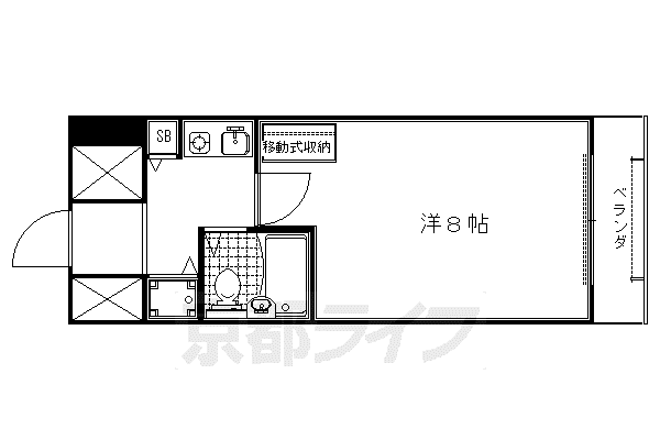 ジョイテル西院(1K/4階)の間取り写真