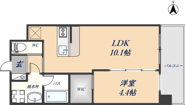 プレジオ荒本新町(1LDK/11階)の間取り写真