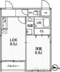 プレアデス千里山田(1LDK/4階)の間取り写真