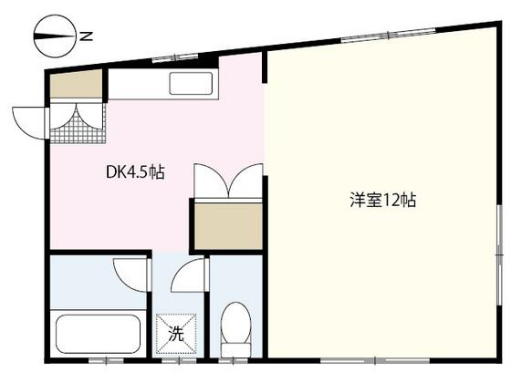 グレージュビル(1DK/2階)の間取り写真