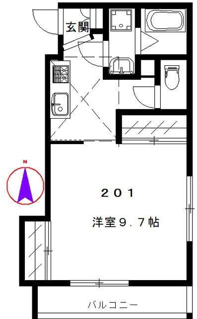 カーサ奥沢(1K/2階)の間取り写真