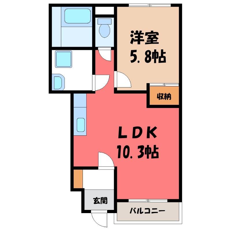 スマイルリング(1LDK/1階)の間取り写真