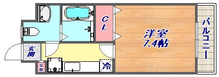 エントラール石屋川(1K/4階)の間取り写真