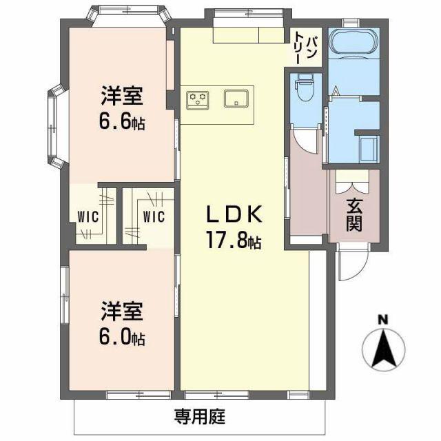 フォブール松本(2LDK/1階)の間取り写真