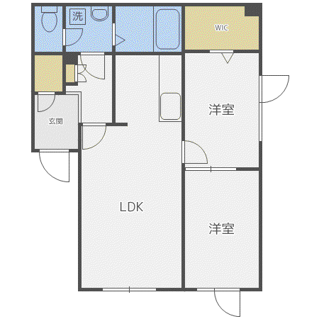 パレス・グリーンコム二十番館(2LDK/1階)の間取り写真