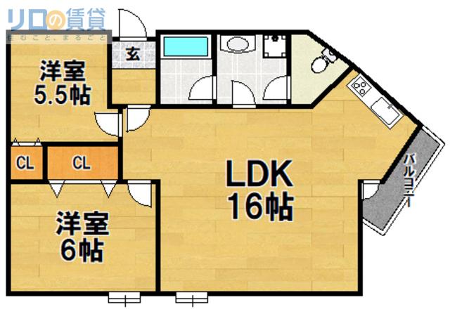 ハイツサンロイヤル(2LDK/8階)の間取り写真