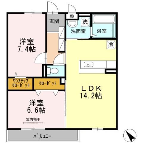 メゾンドォールサライ(2LDK/1階)の間取り写真