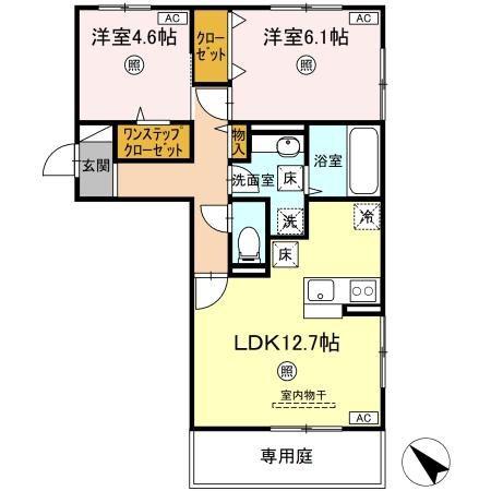 ランドマークII(2LDK/1階)の間取り写真