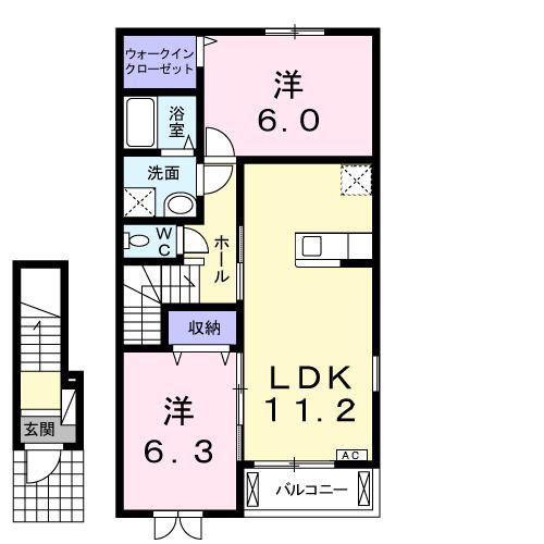 アージュA(2LDK/2階)の間取り写真