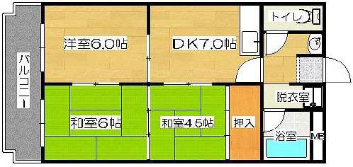 三番町マンション(3DK/1階)の間取り写真