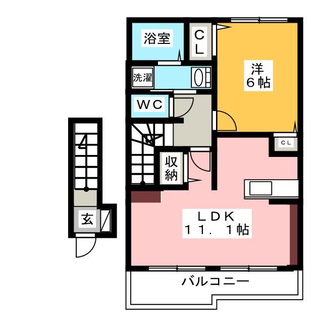 セレスマールⅡ(1LDK/2階)の間取り写真