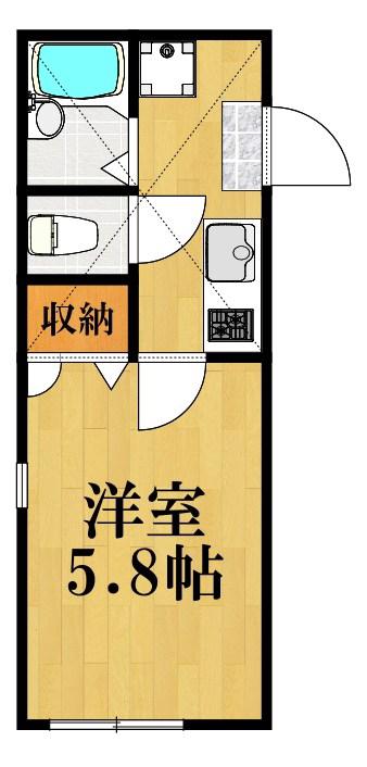 ドミール楓(1K/1階)の間取り写真