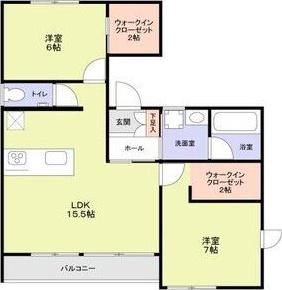 LAQUE YUKIGAYA(2LDK/2階)の間取り写真