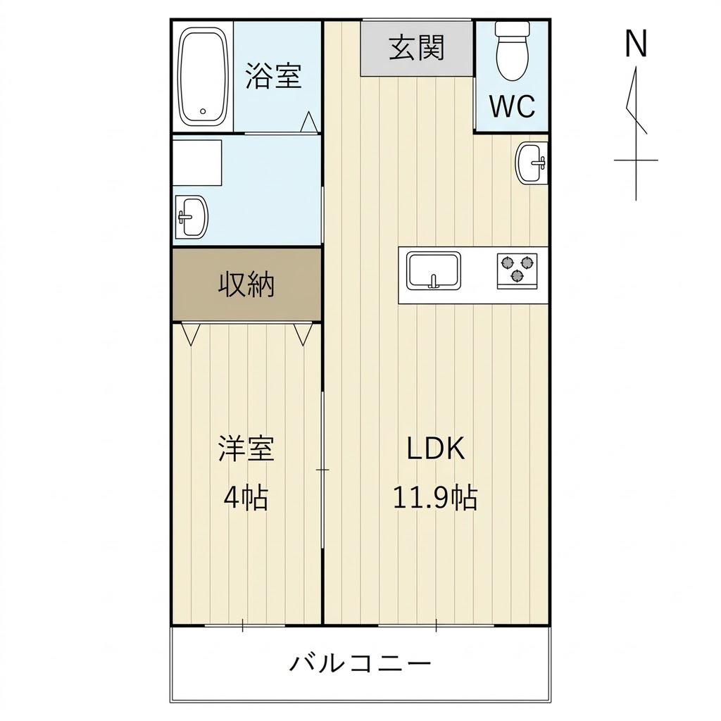カァーサ・ミヤギ(1LDK/1階)の間取り写真