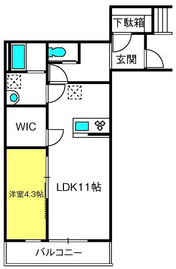キャメル岩槻加倉(1LDK/3階)の間取り写真