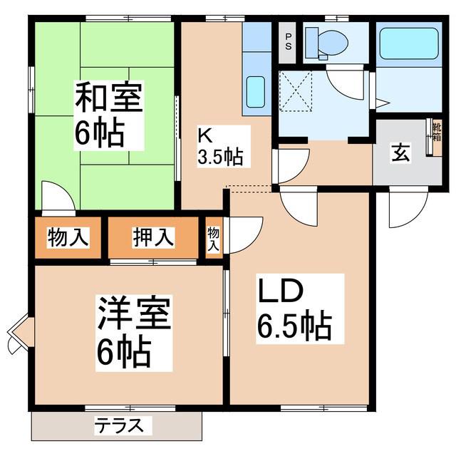 フレグランスカナン(2LDK/1階)の間取り写真