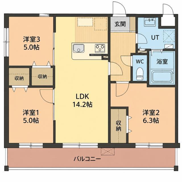 FELICIAS(3LDK/2階)の間取り写真