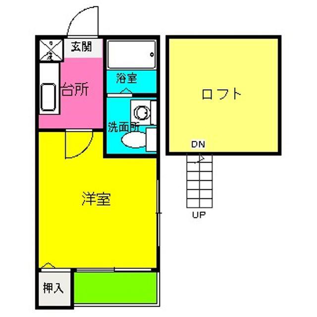 ロフトH&AII(1K/2階)の間取り写真