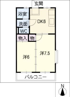 MS HOUSE(2DK/2階)の間取り写真