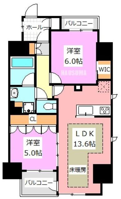 グランカーサ本駒込(2LDK/14階)の間取り写真