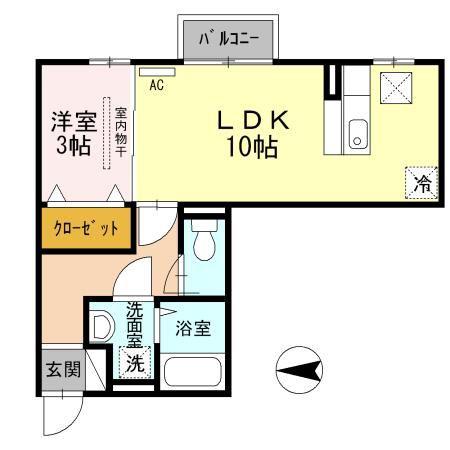 マリオン(1LDK/1階)の間取り写真