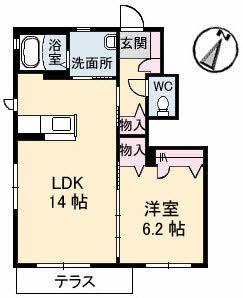 プリマ・メゾン 1番館(1LDK/1階)の間取り写真