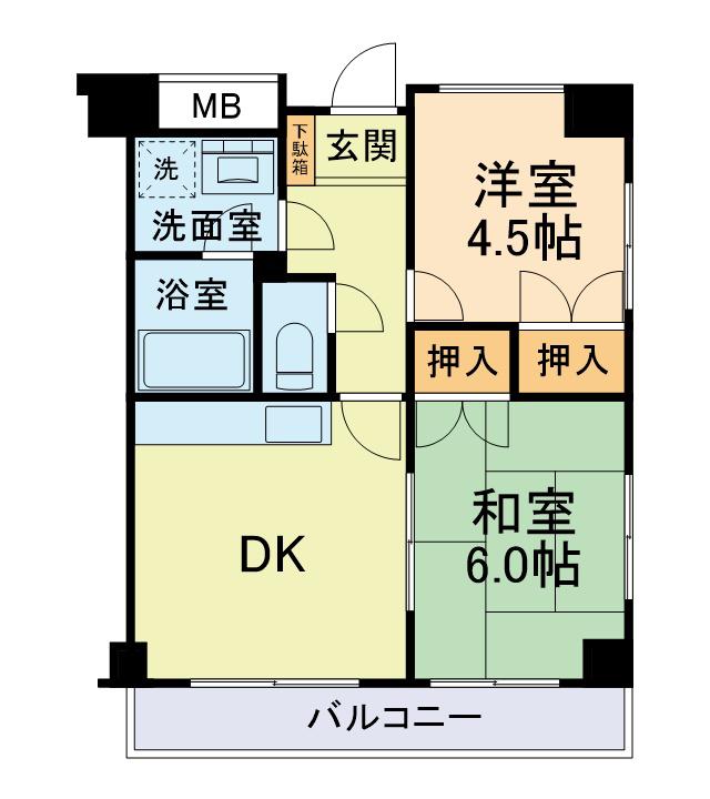田中エンタープライズビル(2DK/3階)の間取り写真