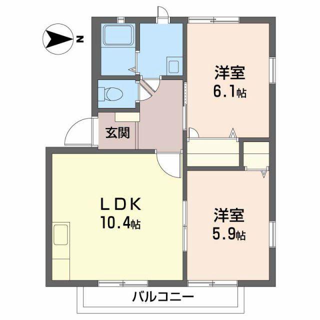 フローラ桜ヶ丘(2LDK/2階)の間取り写真
