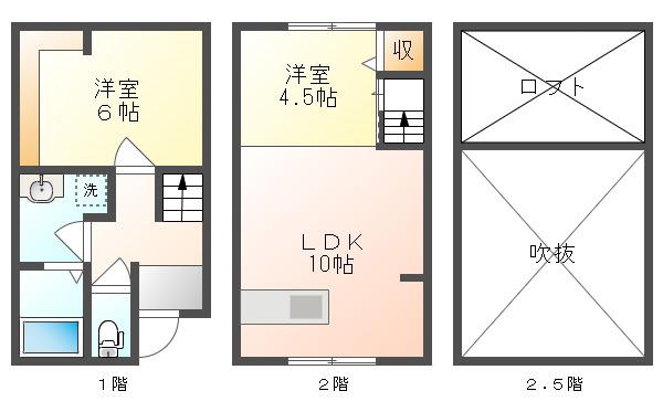 AKURA平井(1LDK/1階)の間取り写真