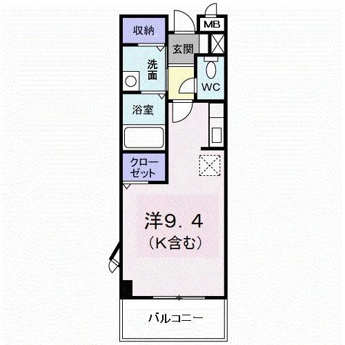 レフィナード KI(ワンルーム/2階)の間取り写真