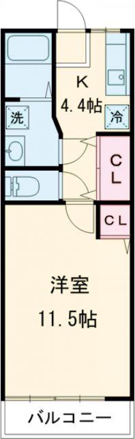 メゾン石川II(1K/1階)の間取り写真