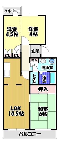 グリーンヒル小金台(3LDK/2階)の間取り写真