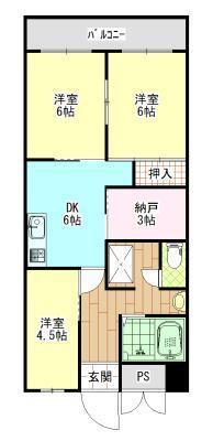 SATOビル12(3DK/6階)の間取り写真