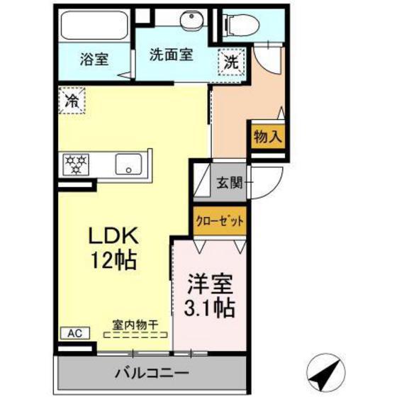 D-ROOM南小路(1LDK/3階)の間取り写真