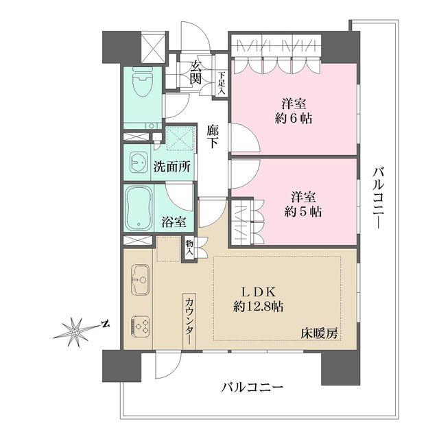 グランスイート高円寺(2LDK/11階)の間取り写真