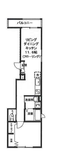 シエロブルー(1LDK/2階)の間取り写真