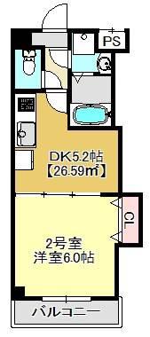 プライディア幕張(1DK/2階)の間取り写真