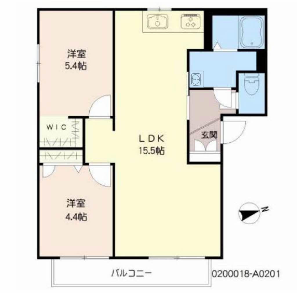 グランバリエT&K (2LDK/2階)の間取り写真