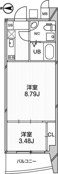 URBAN FLATS江坂(1LDK/8階)の間取り写真
