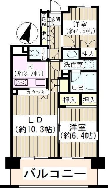 ミサワホームズ浦和(2LDK/9階)の間取り写真