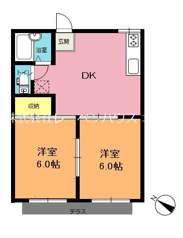 グリーンハイム(2DK/1階)の間取り写真