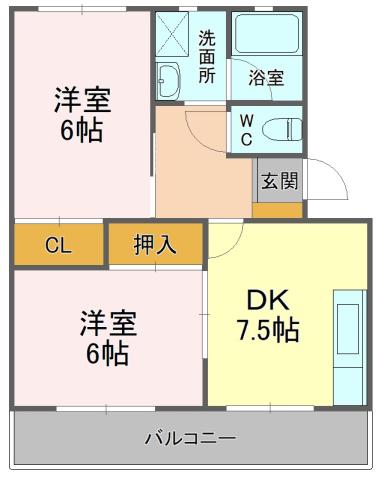 エスパーダ草薙(2DK/3階)の間取り写真
