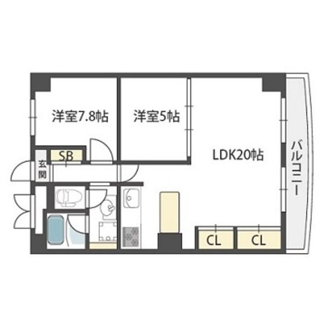 アパルトマン北千里(2LDK/10階)の間取り写真