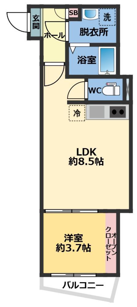 メゾン・ドゥ・アッシュ習志野(1LDK/2階)の間取り写真