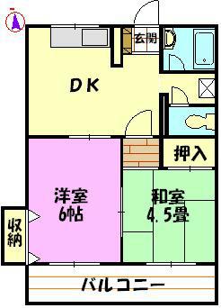 一剣花水コーポ(2DK/3階)の間取り写真