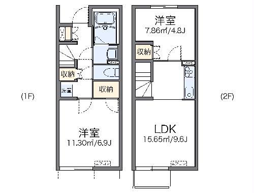 レオネクストハピネス大谷(2LDK/1階)の間取り写真