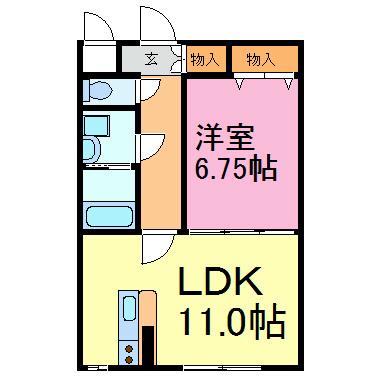名鉄河和線 知多半田駅 徒歩10分 2階建 築19年(1LDK/2階)の間取り写真