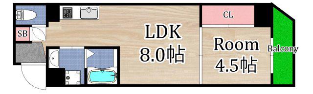 パークヒルズ都島ノーブル(1LDK/6階)の間取り写真