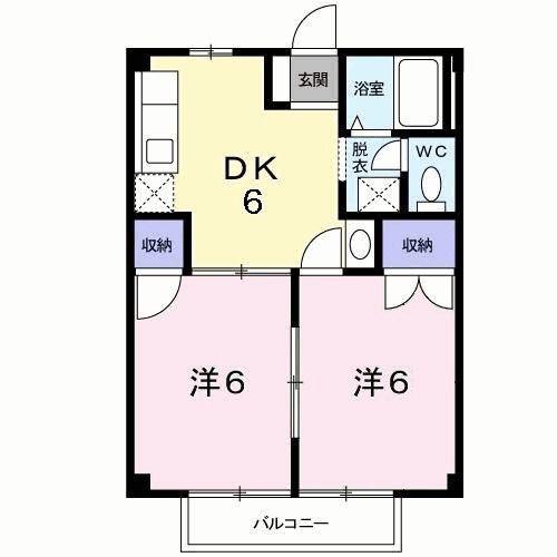 プライム(2DK/2階)の間取り写真